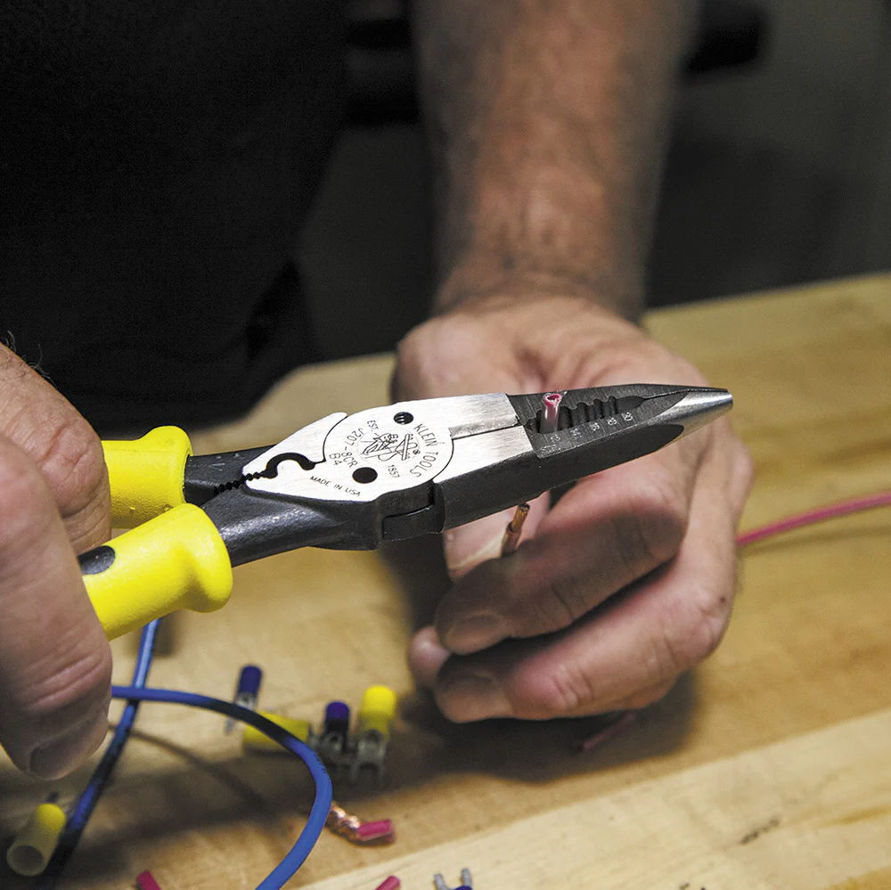 Klein Tools J207-8CR Needle Nose Pliers are All-Purpose Linesman Pliers, Made in USA, Crimping, Looping, Cutting, Stripping, Crimping, Shearing - Image 5