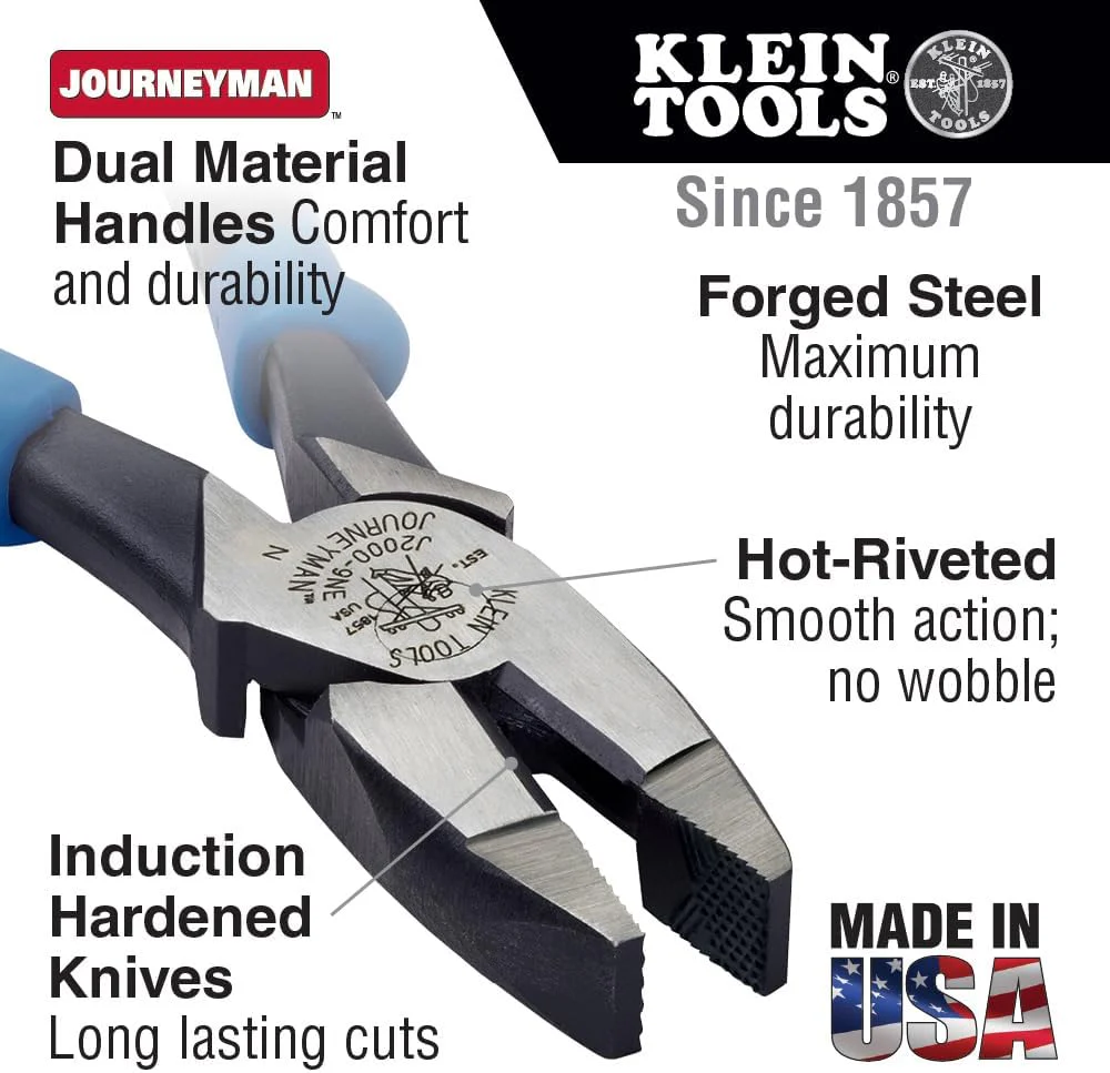 Klein Tools J213-9NE 9-Inch Journeyman Pliers Side Cutting - Image 2