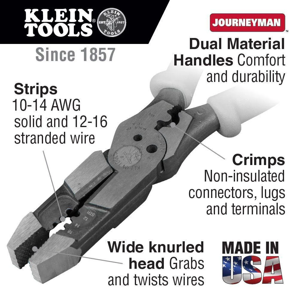 Klein Tools J215-8CR Multitool Pliers, Hybrid Multi Purpose Tool / Crimper, Wire Stripper, Bolt Shearing, Wire Grabbing, Twisting, Looping - Image 2