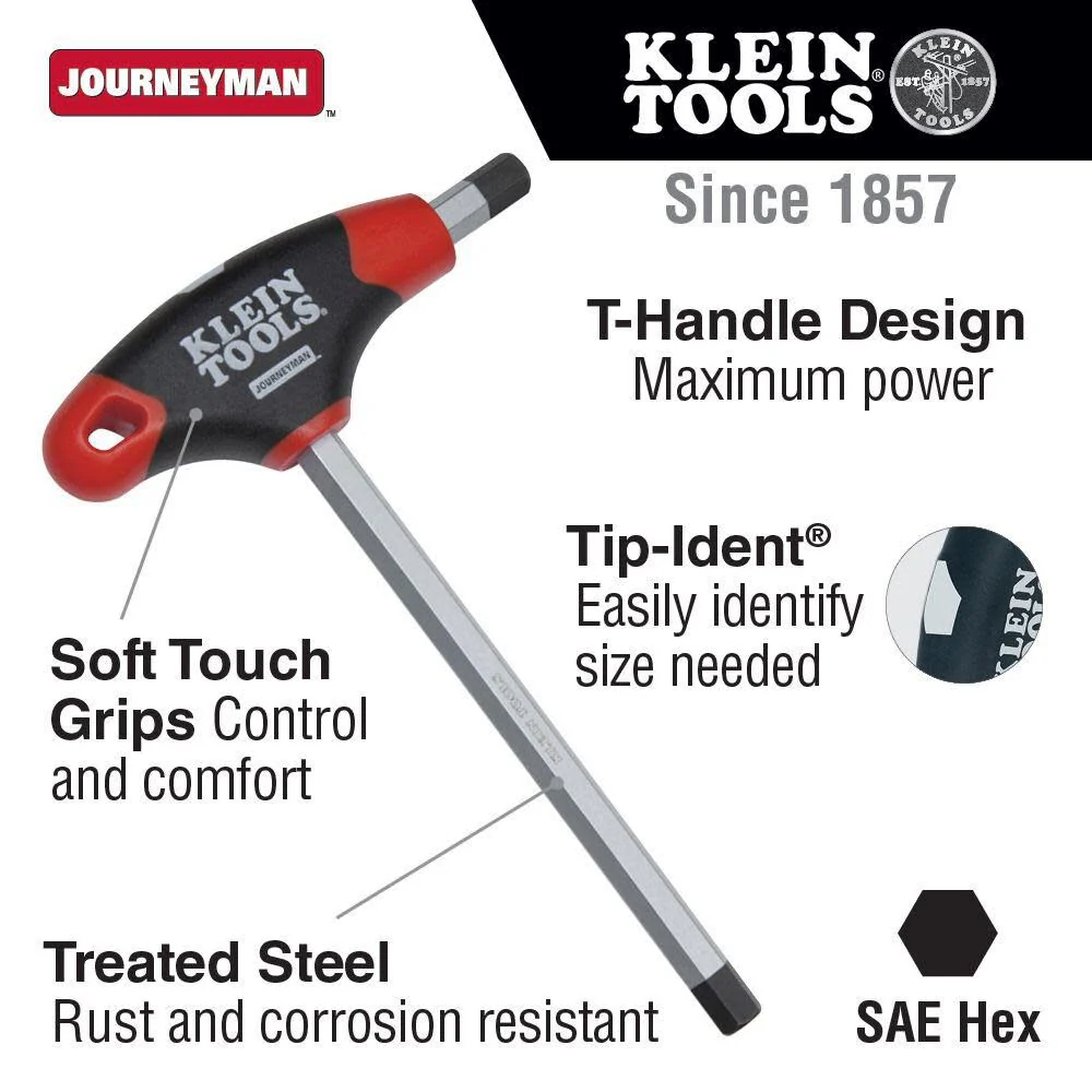 Klein Tools JTH610E T-Handle Hex Key Set, SAE Inch Sizes Allen Wrench Set with 6-Inch Blades, Stand Included, 10-Piece - Image 2