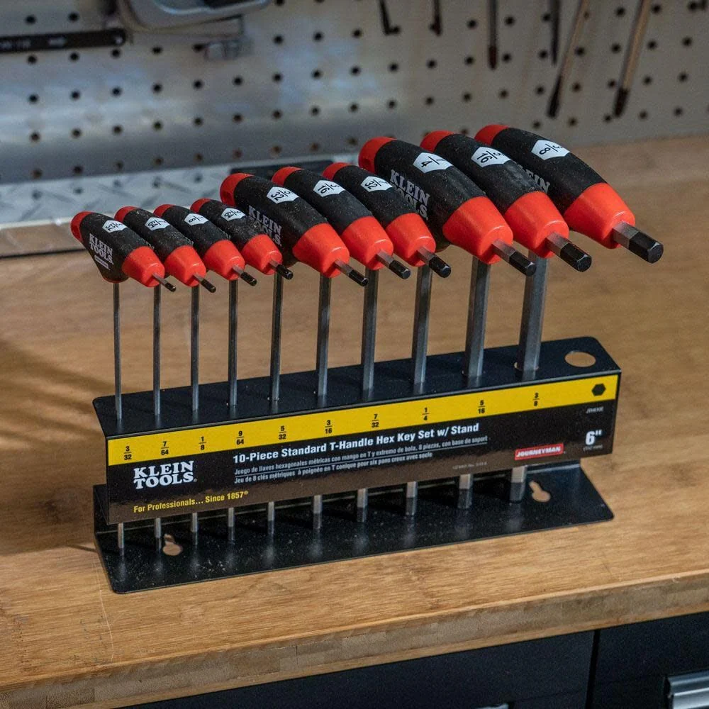 Klein Tools JTH610E T-Handle Hex Key Set, SAE Inch Sizes Allen Wrench Set with 6-Inch Blades, Stand Included, 10-Piece - Image 5