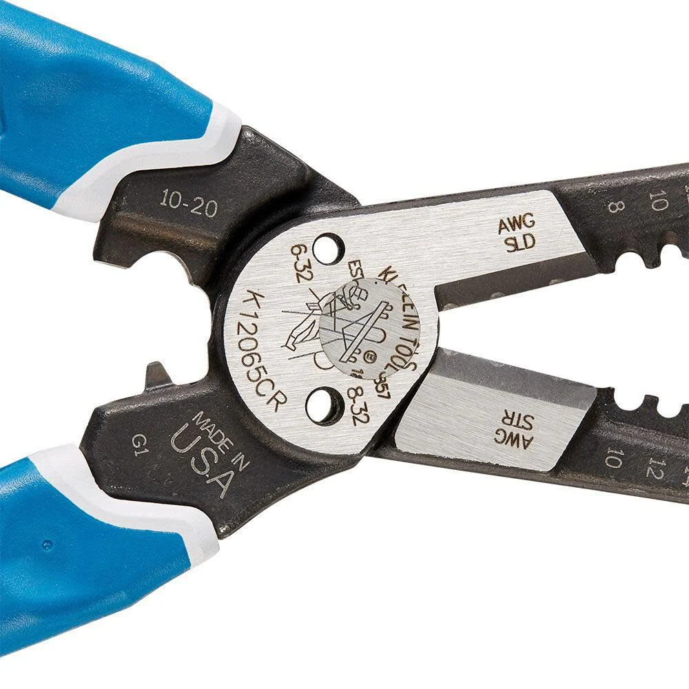 Klein Tools K12065CR Wire Stripper / Cutter / Crimper Tool for Cutting, Stripping, Crimping, Twisting (8-18 AWG solid, 10-20 AWG stranded) - Image 5