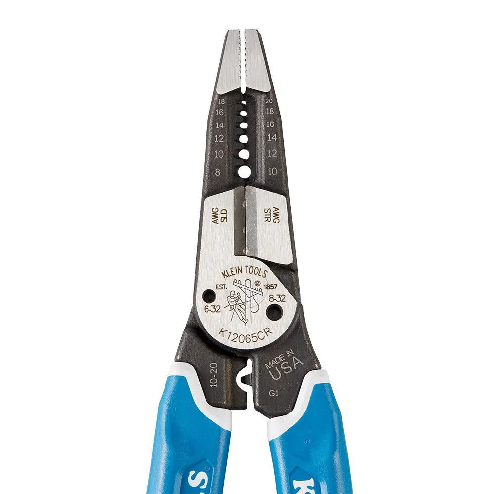 Klein Tools K12065CR Wire Stripper / Cutter / Crimper Tool for Cutting, Stripping, Crimping, Twisting (8-18 AWG solid, 10-20 AWG stranded) - Image 8