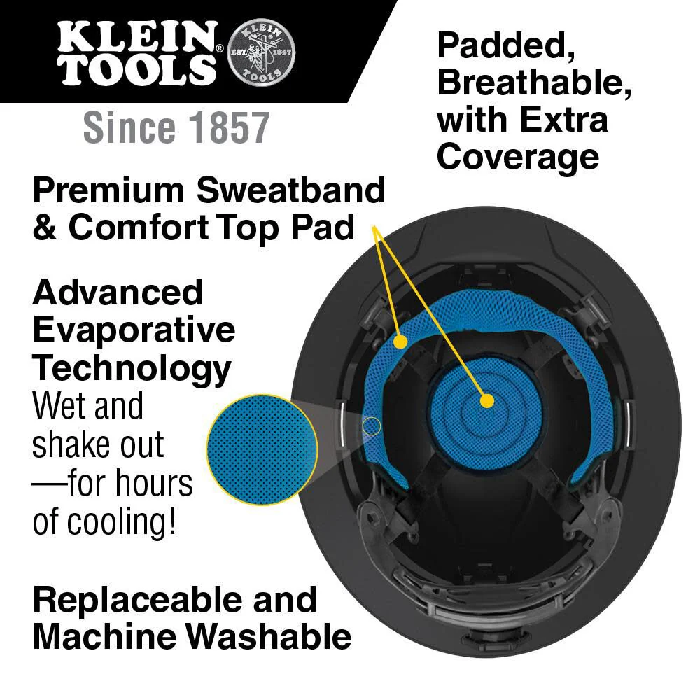 Klein Tools KHHTOPPAD2 Hard Hat Top Pad Replacement, Premium KARBN, Replacement Part for Klein Hard Hats, 3-Pack, Blue - Image 2