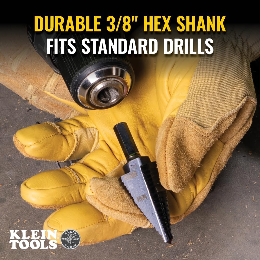 Klein Tools KTSB11 2-Step Drill Bit, 3/8-Inch Hex, Double Straight Flute, 7/8-Inch to 1-1/8-Inch - Image 4