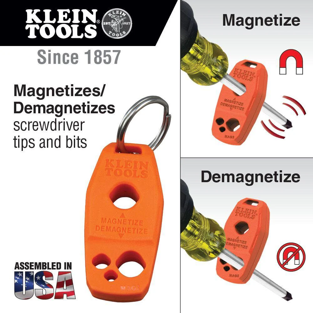 Klein Tools MAG2 Demagnetizer / Magnetizer for Screwdriver Bits and Tips, Makes Tools Magnetic with Powerful Rare-Earth Magnet - Image 2