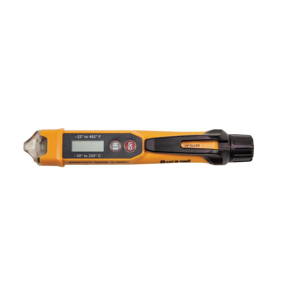 Klein Tools NCVT-4IR Non-Contact Volt Tester, 12 - 1000V AC Pen with IR Thermometer -22 to 482 deg F, LED and Audible Alarms, Pocket Clip - Image 3