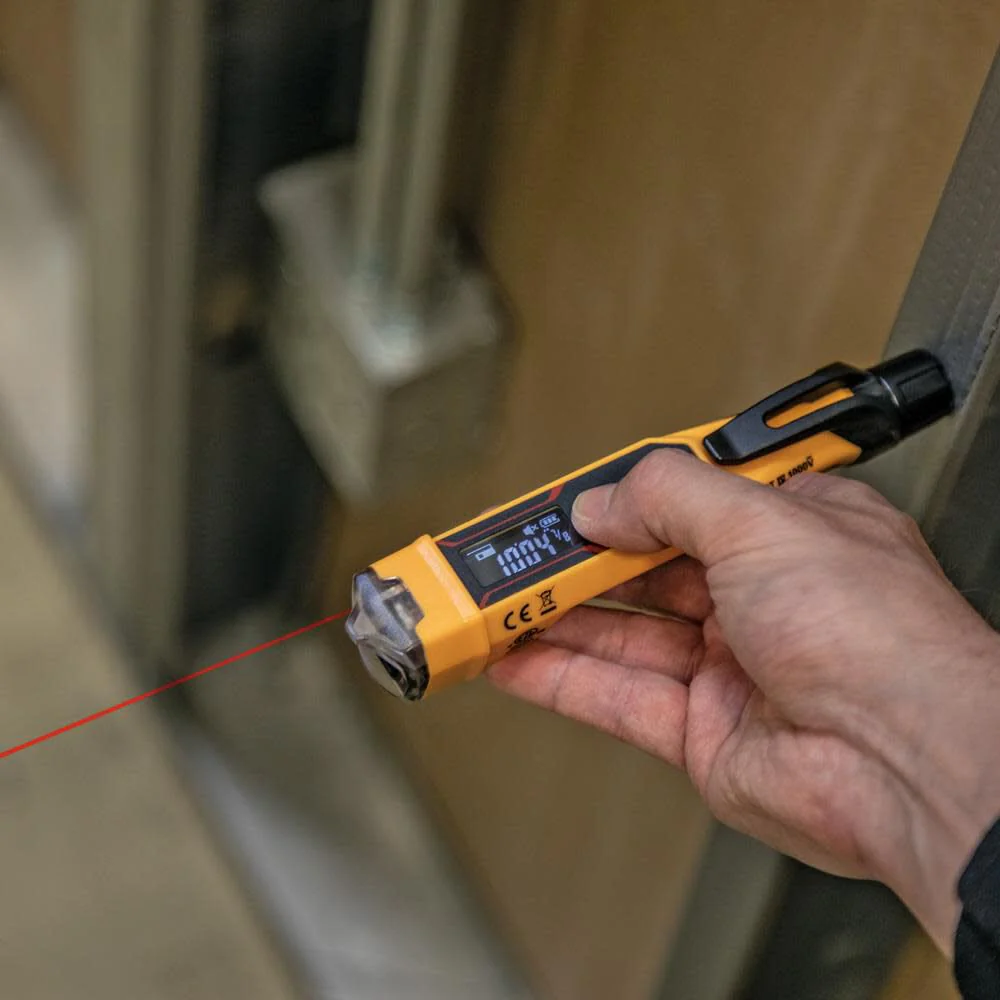 Klein Tools NCVT-6 Non-Contact Volt Tester, 12 - 1000V AC Pen with Integrated Laser Distance Measure, LED and Audible Alarms, Pocket Clip - Image 6