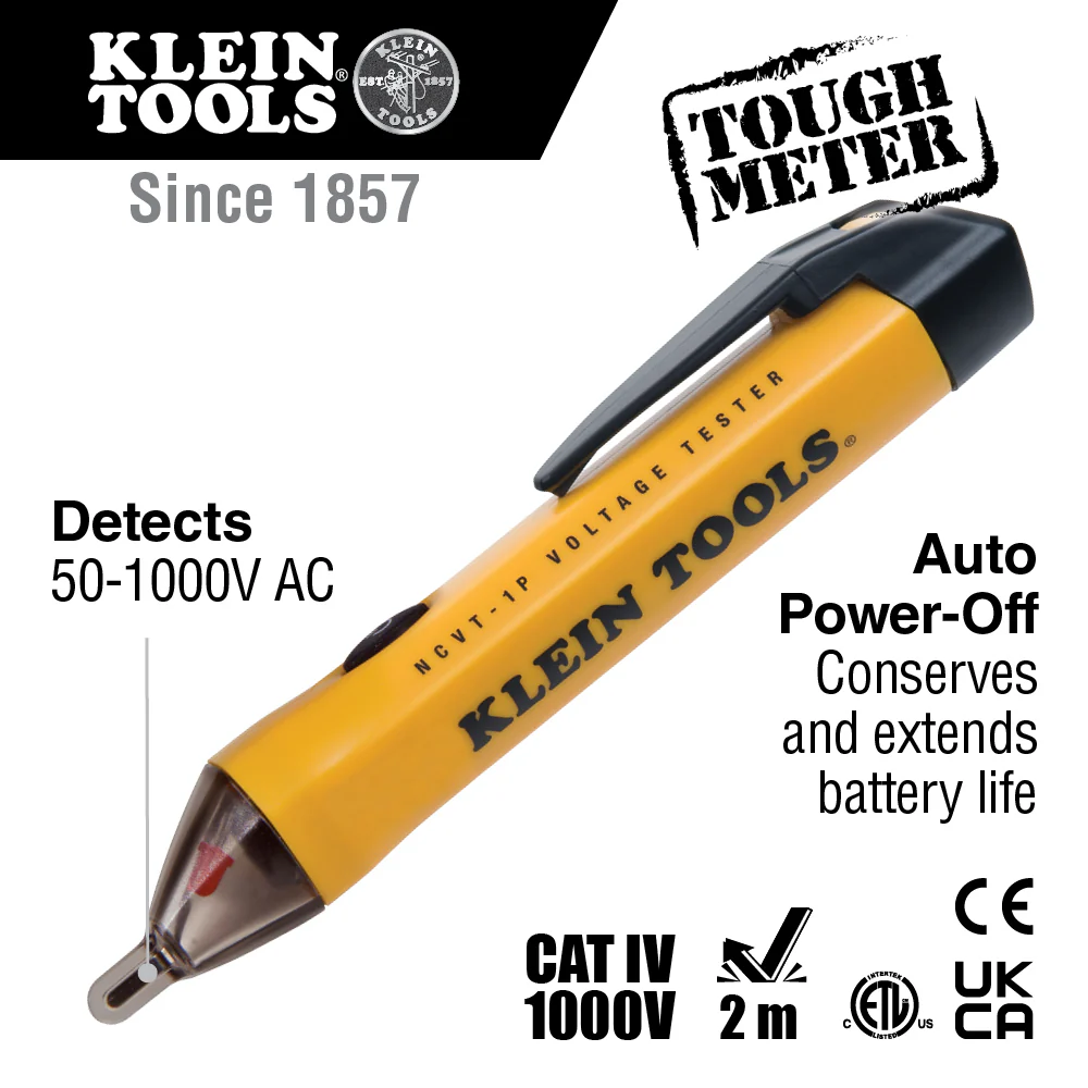 Klein Tools NCVT1PKIT Electrical Tester Kit with Non-Contact Low Voltage Tester, 50 to 1000V AC and GFCI Receptacle Tester, 2-Piece - Image 2