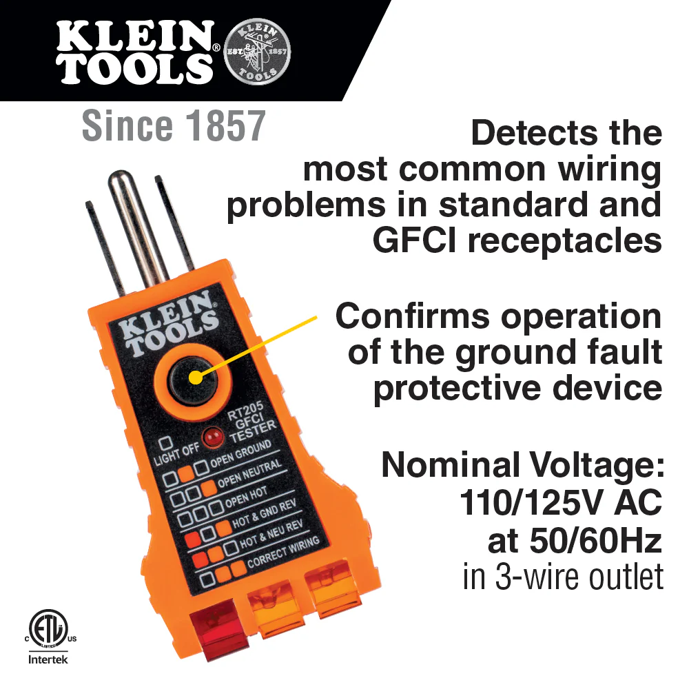 Klein Tools NCVT1PKIT Electrical Tester Kit with Non-Contact Low Voltage Tester, 50 to 1000V AC and GFCI Receptacle Tester, 2-Piece - Image 3