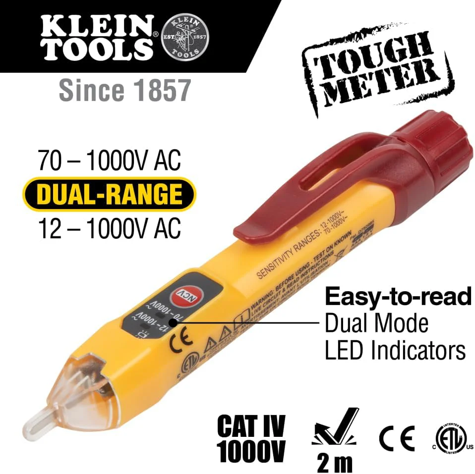 Klein Tools NCVT2P Dual Range Non-Contact Voltage Tester 12 - 1000V AC - Image 2