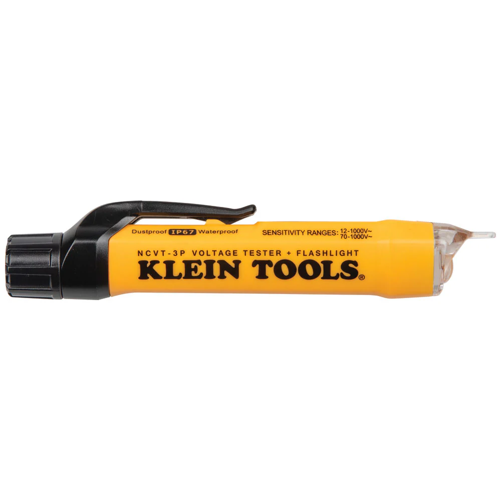Klein Tools NCVT3P Dual Range Non Contact Voltage Tester, 12 - 1000V AC Pen, Flashlight, Audible and Flashing LED Alarms, Pocket Clip - Image 4