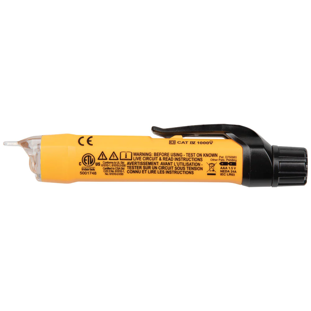 Klein Tools NCVT3P Dual Range Non Contact Voltage Tester, 12 - 1000V AC Pen, Flashlight, Audible and Flashing LED Alarms, Pocket Clip - Image 5