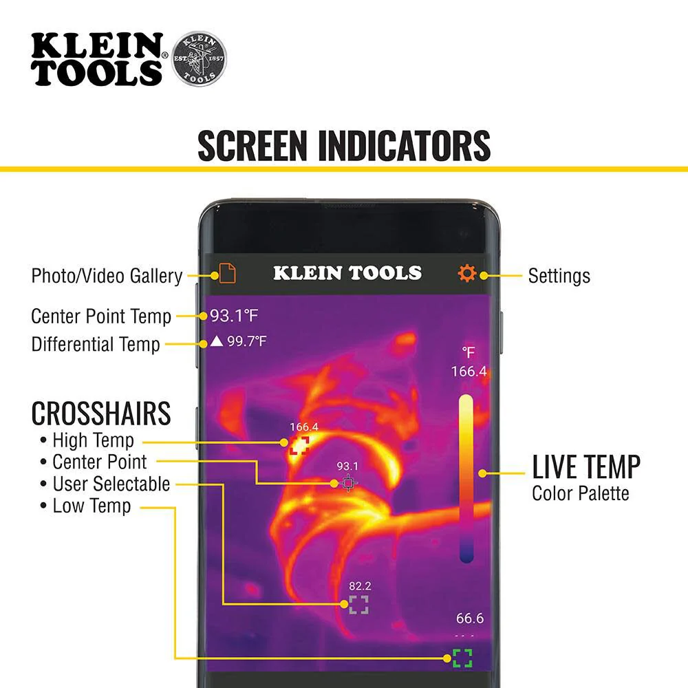Klein Tools TI220 Thermal Imager for Android Devices, Thermal Imaging Camera, 10,800 Pixels, Three Color Palettes, High/Low Temperatures - Image 4