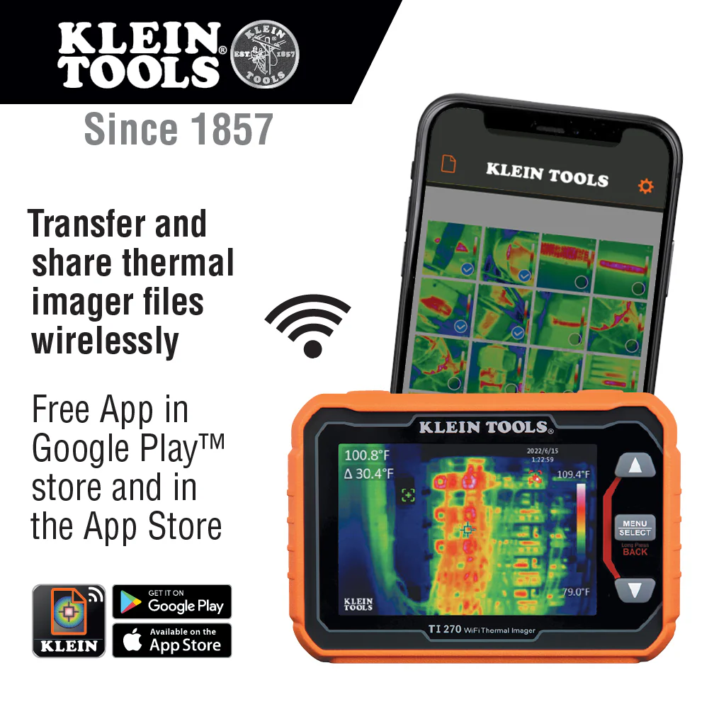 Klein Tools TI270 Rechargeable Thermal Imaging Camera, Over 10000 Pixels, Wi-Fi Data Transfer, 3 Palettes, High / Low Temperature Points - Image 2