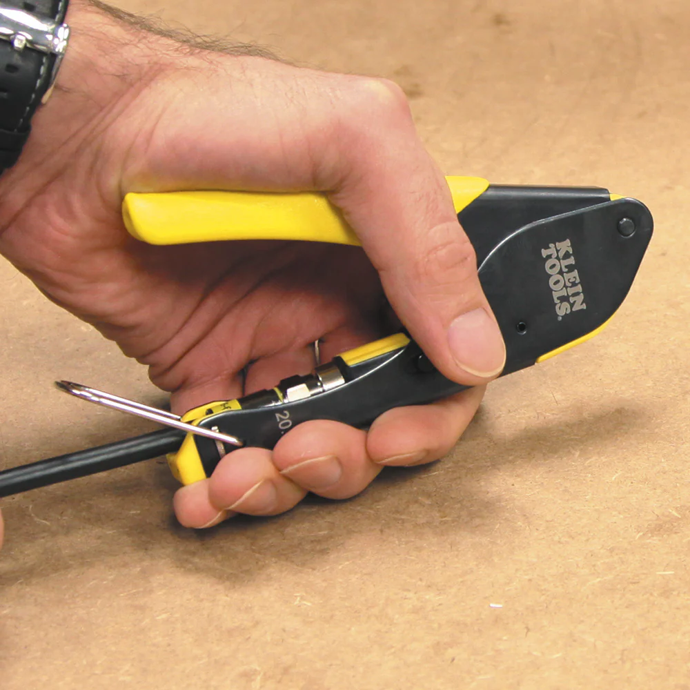 Klein Tools VDV002-818 Coax Install and Test Kit with Crimp Tool, Includes Tester, Stripper and Universal F Connectors - Image 2
