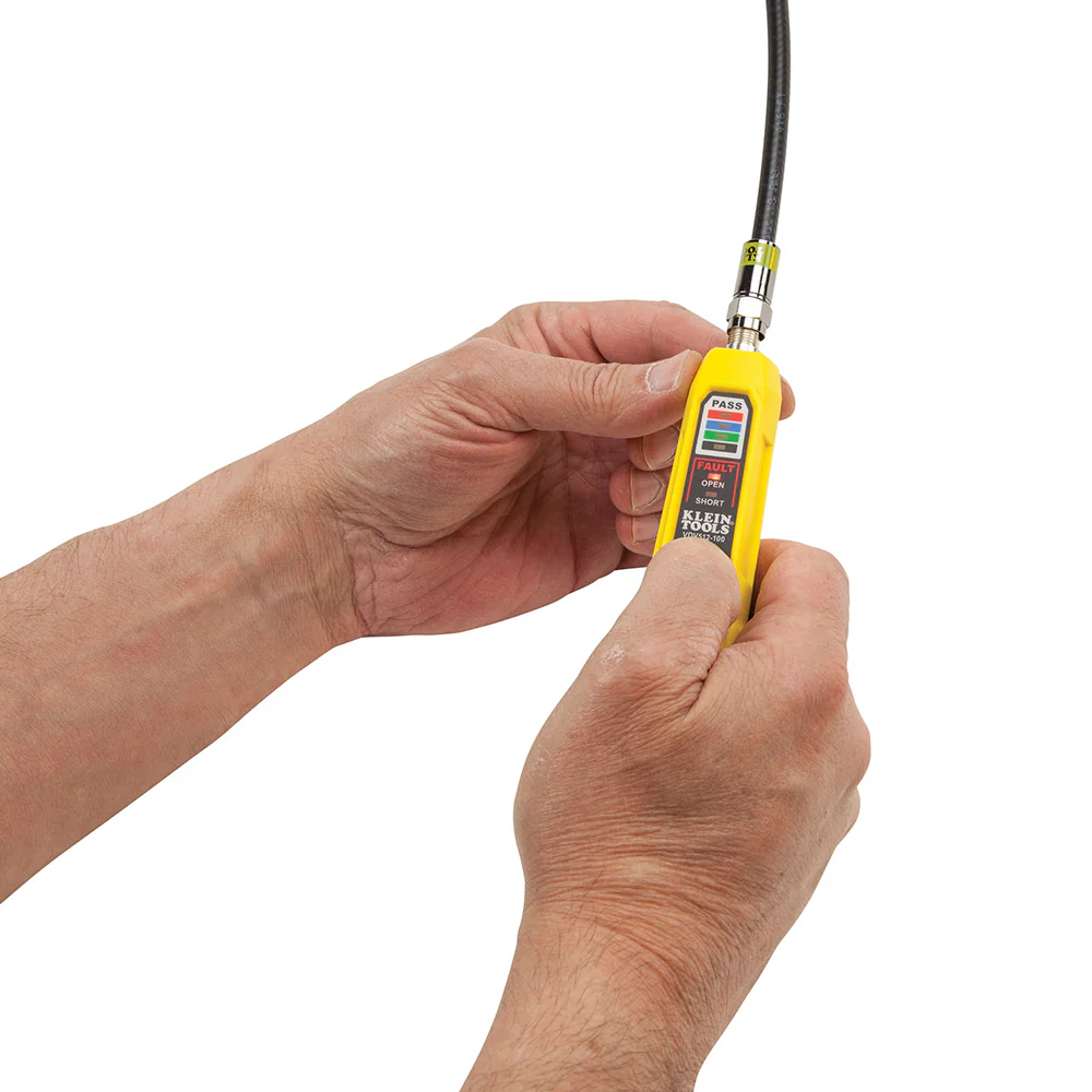 Klein Tools VDV002-818 Coax Install and Test Kit with Crimp Tool, Includes Tester, Stripper and Universal F Connectors - Image 7