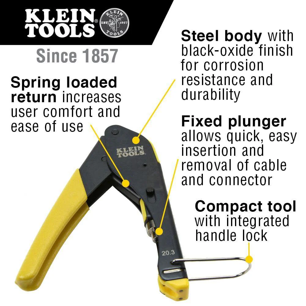 Klein Tools VDV026-211 Coax Installation Kit with Crimp Tool, Cable Cutter, Stripper and F Connectors with Storage Bag - Image 2