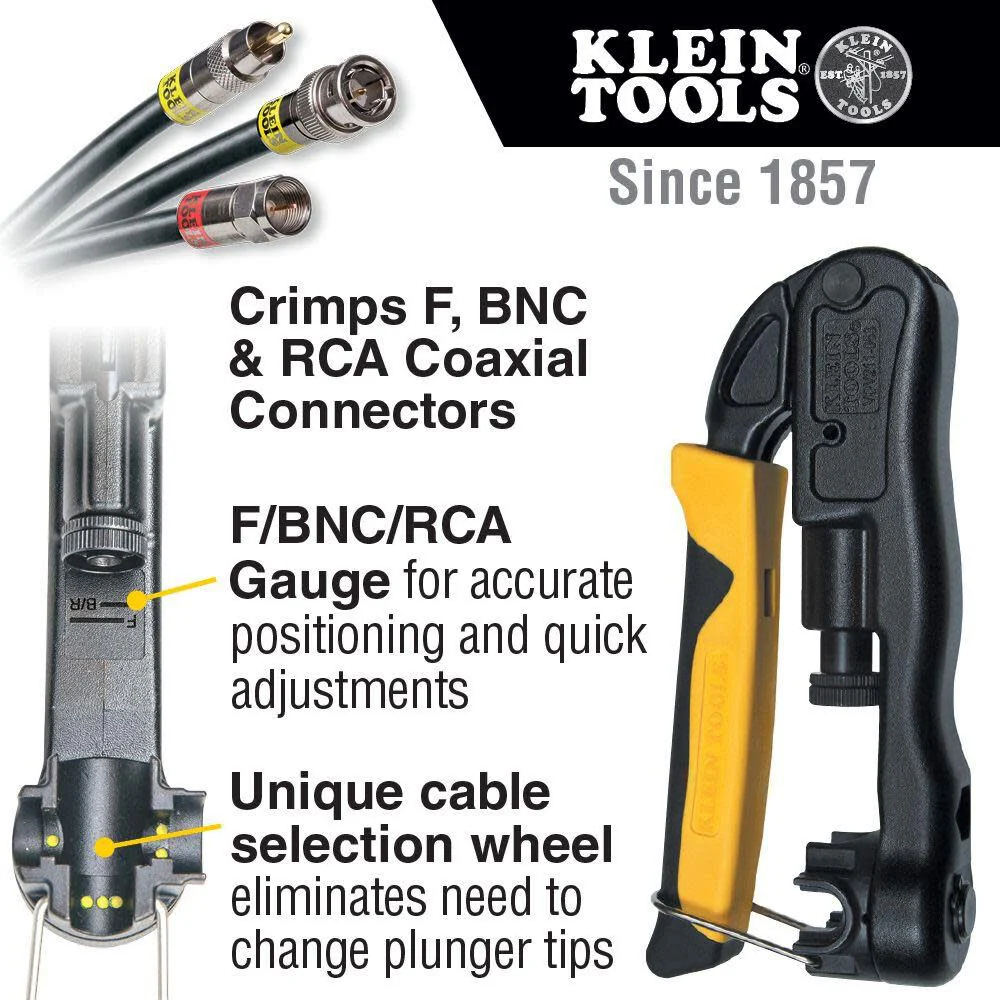 Klein Tools VDV211-063 Compression Crimper, Wire Crimper and Coaxial Crimper for Indoor and Outdoor Cabling - Image 2