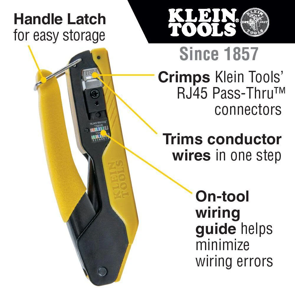 Klein Tools VDV226-005 Compact Modular Data Cable Crimping Tool, for Pass-Thru RJ45 Connectors - Image 2