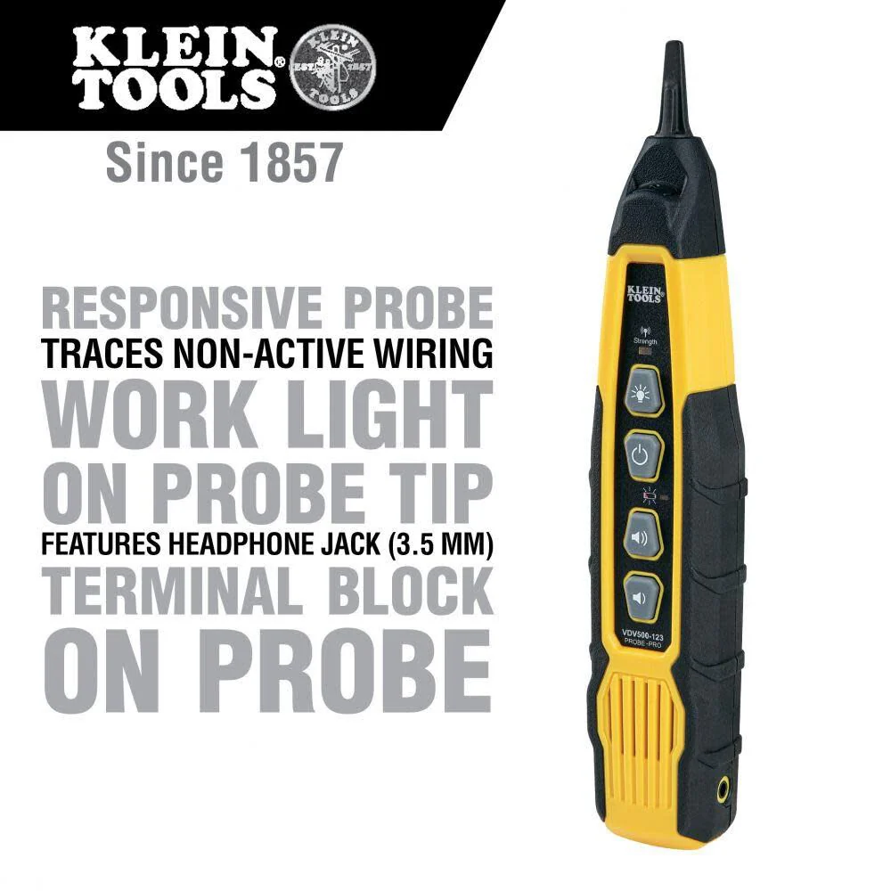 Klein Tools VDV500-123 Wire Tracer Tracing Probe with LED Work Light for Ethernet, Internet, Telephone, Speaker, Coax, Video, and Data Cables RJ45, RJ11, RJ12 - Image 2