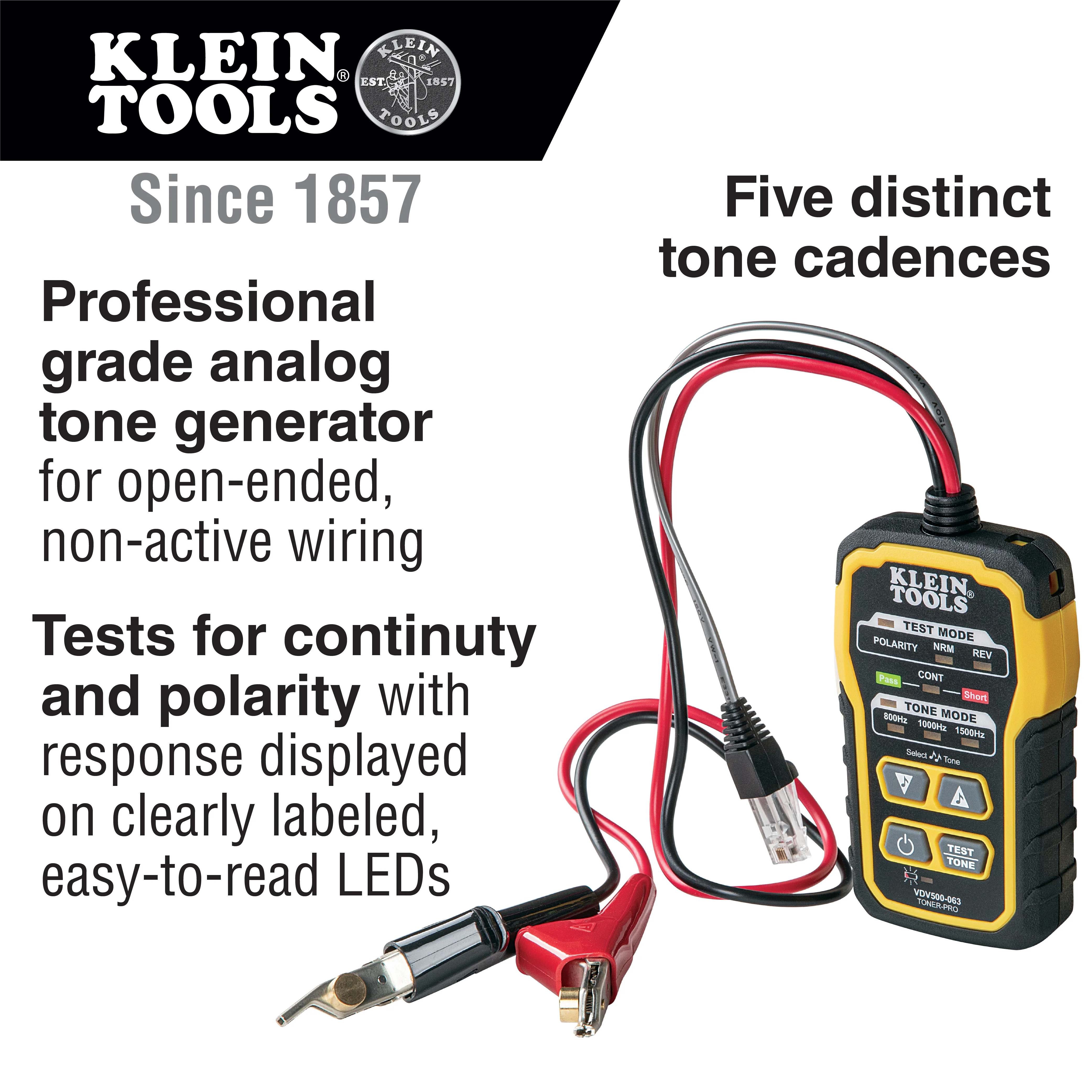 Klein Tools VDV500-820 Wire Tracer Tone Generator and Probe Kit Continuity Tester for Ethernet, Telephone, Speaker, Coax, Video, and Data Cables, RJ45, RJ11, RJ12 - Image 2