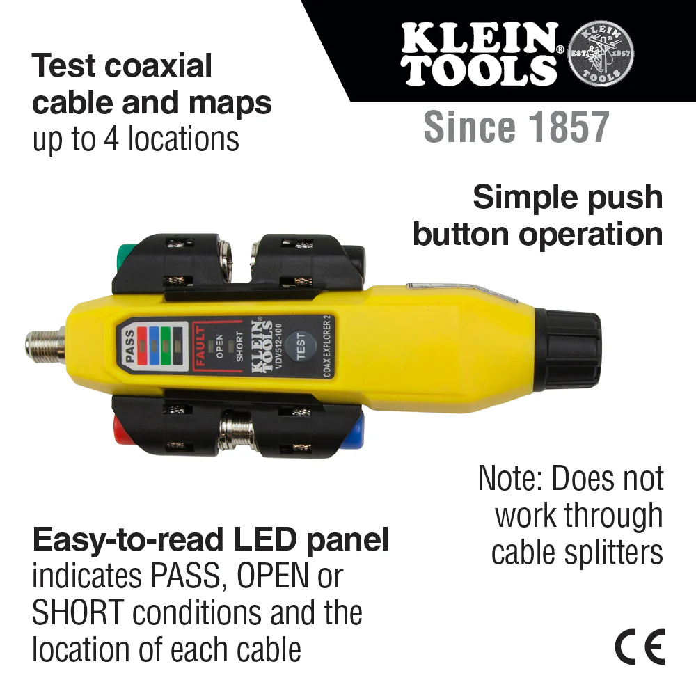 Klein Tools VDV512-101 Explorer 2 Coax Tester Kit, Includes Cable Tester / Wire Tracer / Coax Mapper with Remotes to Test up to 4 Locations - Image 2