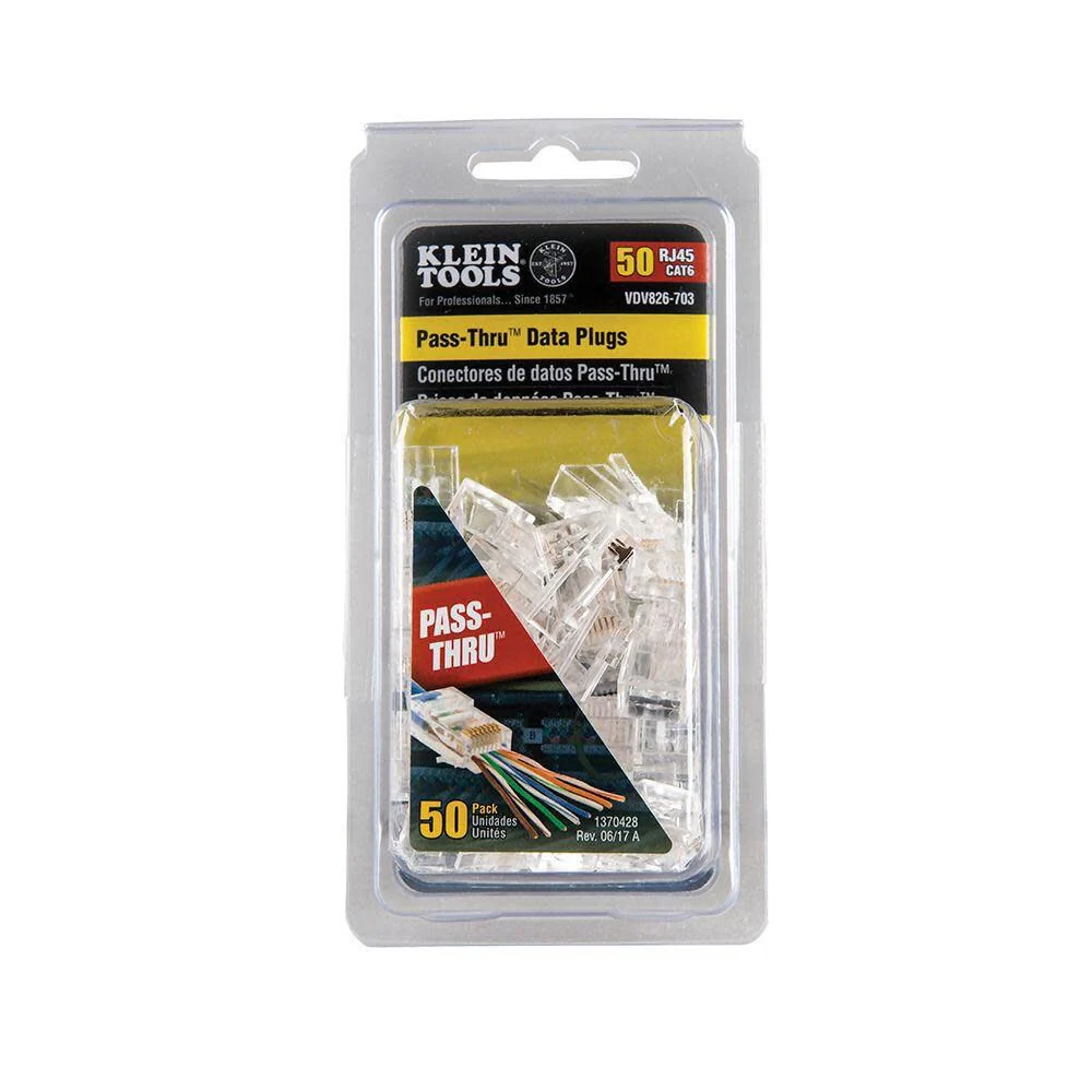Klein Tools VDV826-703 Pass-Thru Modular Data Plug, RJ45 CAT6, Gold Plated, Pass Through Connectors 50-Pack - Image 10
