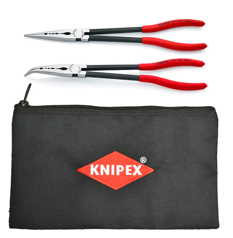 KNIPEX 2-Piece XL Long Needle Nose Pliers Set with Keeper Pouch - Image 2