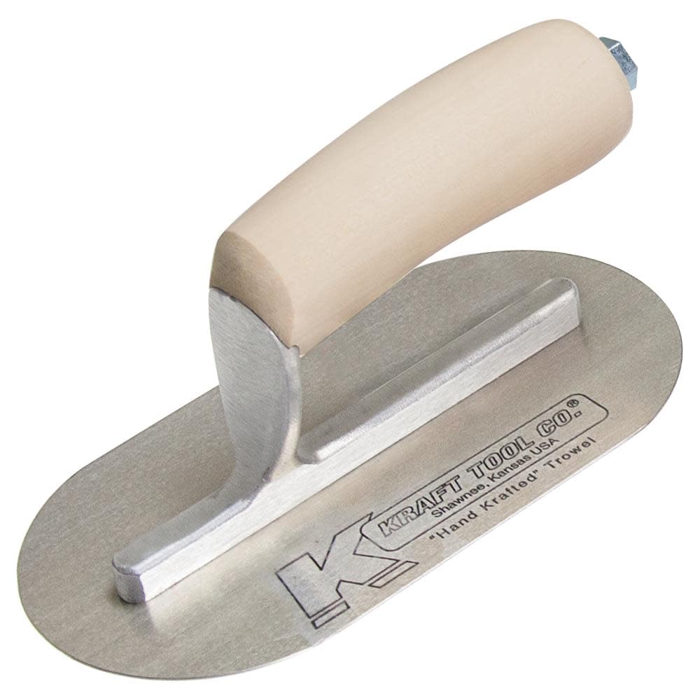 Kraft Tool CF724 Mini Pool Trowel with Straight Wood Handle, 7-1/2 x 4-Inch