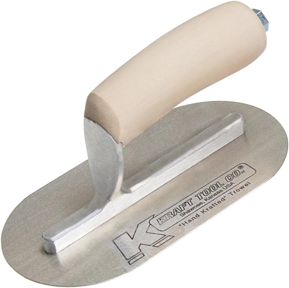 Kraft Tool CF724 Mini Pool Trowel with Straight Wood Handle, 7-1/2 x 4-Inch - Image 2