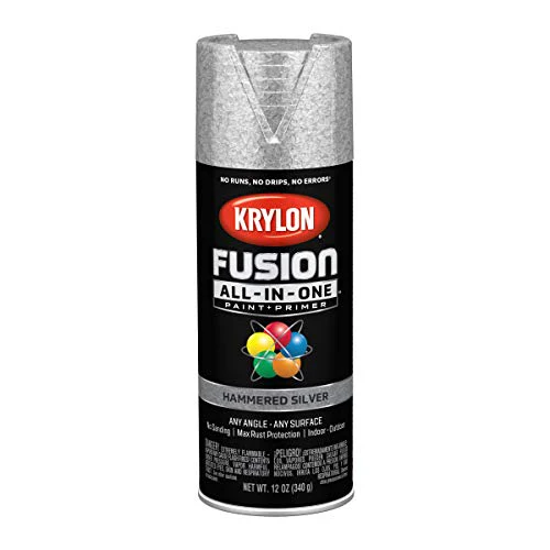 Krylon Fusion All-In-One Adhesive Hammered Finish Spray Paint for Indoor/Outdoor Use, 12 oz, Silver