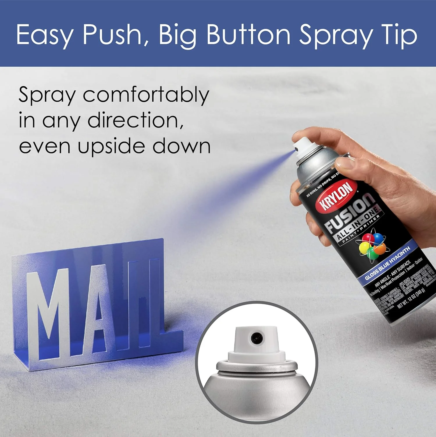 Krylon Fusion All-In-One Adhesive Spray Paint for Indoor/Outdoor Use, 12 oz, Blue Hyacinth Blue Hyacinth 12 Ounce (Pack of 1) Gloss - Image 5