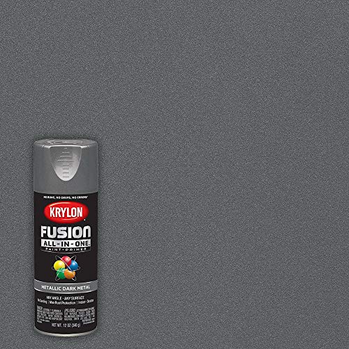 Krylon Fusion All-In-One Adhesive Spray Paint for Indoor/Outdoor Use, 12 oz, Dark Metal