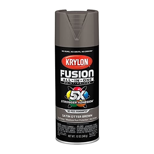 Krylon Fusion All-In-One Adhesive Spray Paint for Indoor/Outdoor Use, 12 oz, Otter Browm