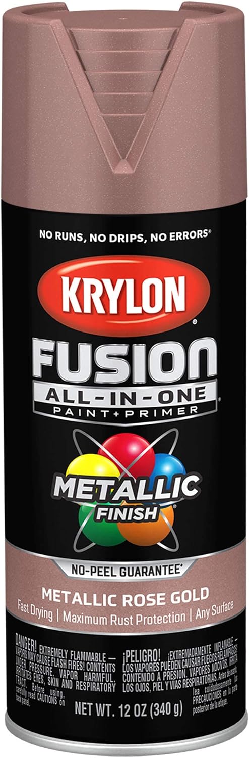Krylon Fusion All-In-One Adhesive Spray Paint for Indoor/Outdoor Use, 12 oz, Rose Gold Rose Gold 12 Ounce (Pack of 1) Metallic - Image 2