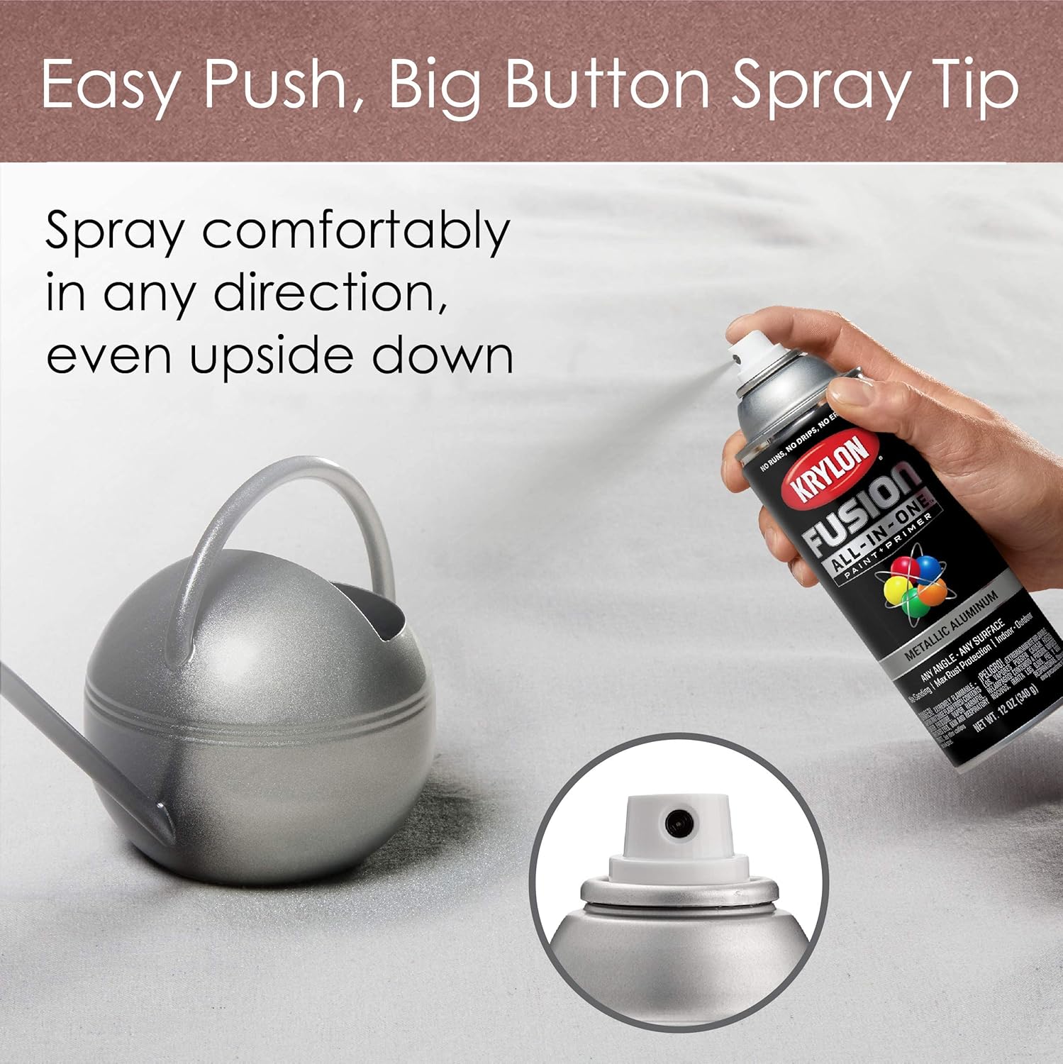 Krylon Fusion All-In-One Adhesive Spray Paint for Indoor/Outdoor Use, 12 oz, Rose Gold Rose Gold 12 Ounce (Pack of 1) Metallic - Image 6