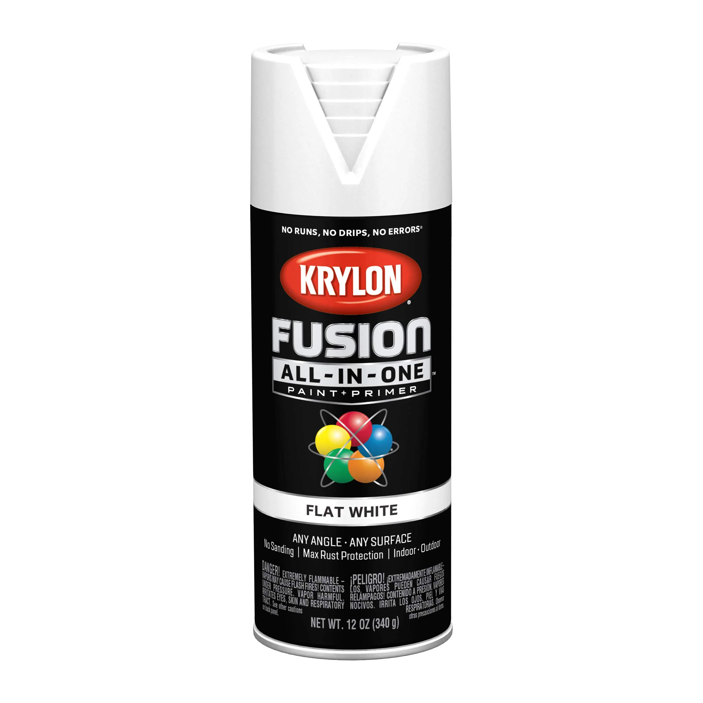 Krylon 2730 Fusion All-In-One Adhesive Spray Paint for Indoor/Outdoor Use, 12 oz, White