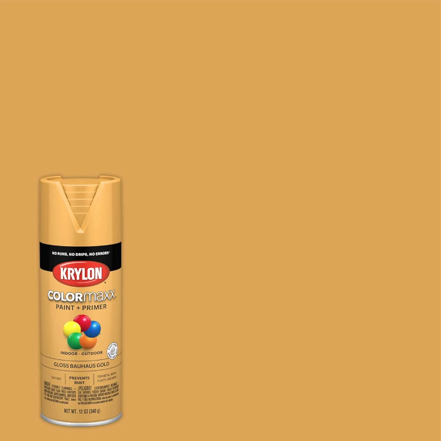 Krylon K05504007 COLORmaxx Spray Paint and Primer for Indoor/Outdoor Use, Gloss Bauhaus Gold, 12 Ounce (Pack of 1) Bauhaus Gold 12 Ounce (Pack of 1) Gloss - Image 3