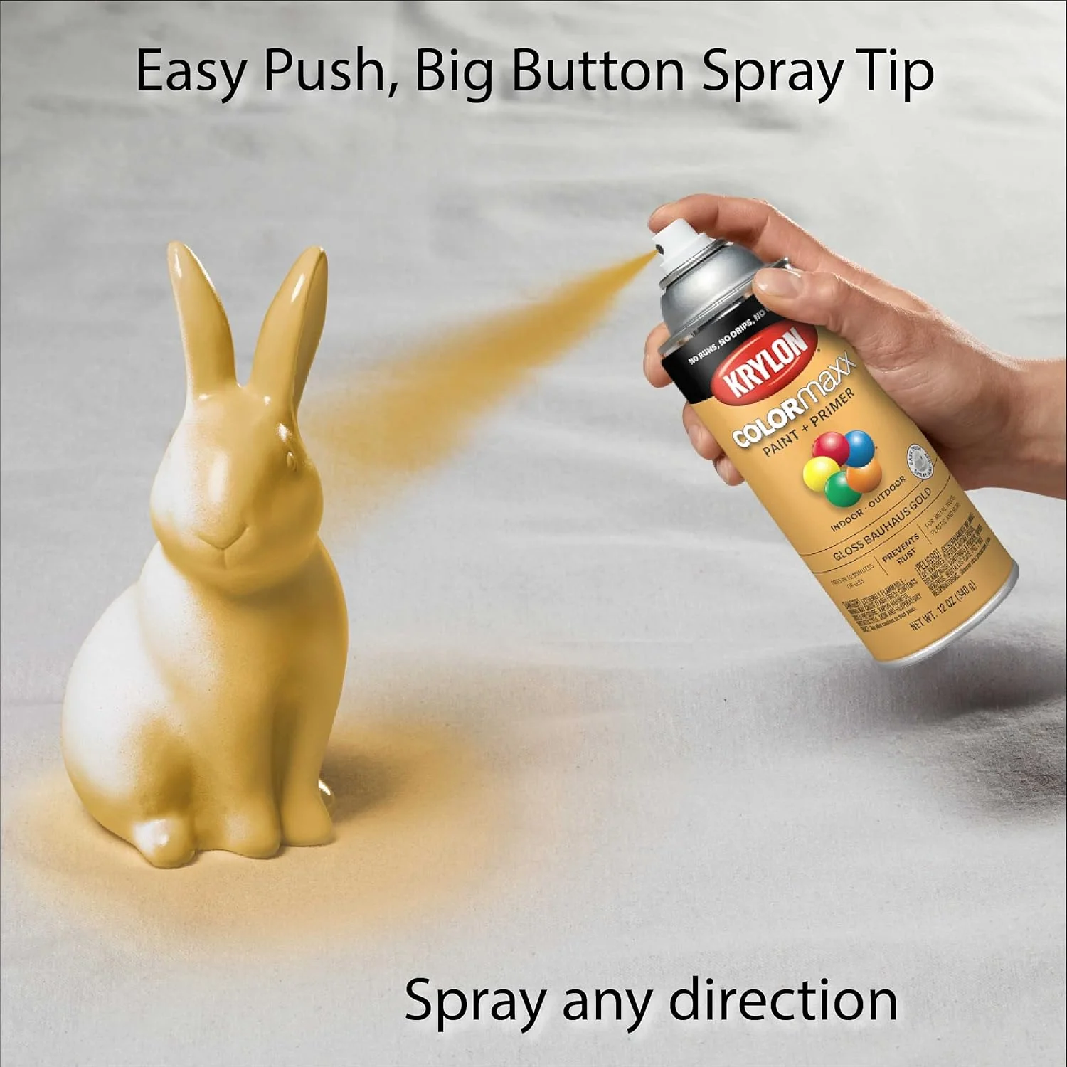 Krylon K05504007 COLORmaxx Spray Paint and Primer for Indoor/Outdoor Use, Gloss Bauhaus Gold, 12 Ounce (Pack of 1) Bauhaus Gold 12 Ounce (Pack of 1) Gloss - Image 7