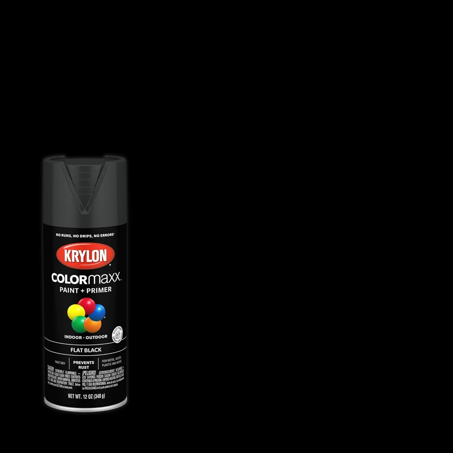 Krylon K05546007 COLORmaxx Spray Paint and Primer for Indoor/Outdoor Use, Flat Black, 12 Ounce (Pack of 1) - Image 2