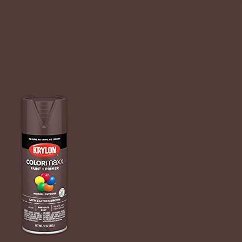 Krylon K05569007 COLORmaxx Spray Paint and Primer for Indoor/Outdoor Use, Satin Leather Brown, 12 Ounce (Pack of 1) - Image 2