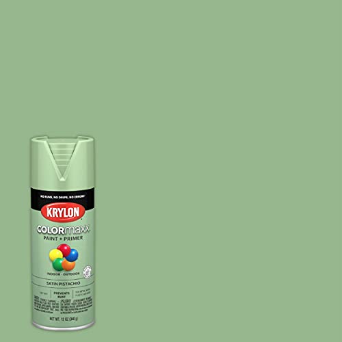 Krylon K05575007 COLORmaxx Spray Paint and Primer for Indoor/Outdoor Use, Satin Pistachio 12 oz - Image 2