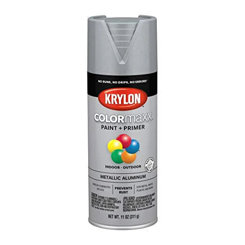 Krylon K05587007 COLORmaxx Spray Paint and Primer for Indoor/Outdoor Use, Metallic Aluminum, 11 Ounce (Pack of 1)
