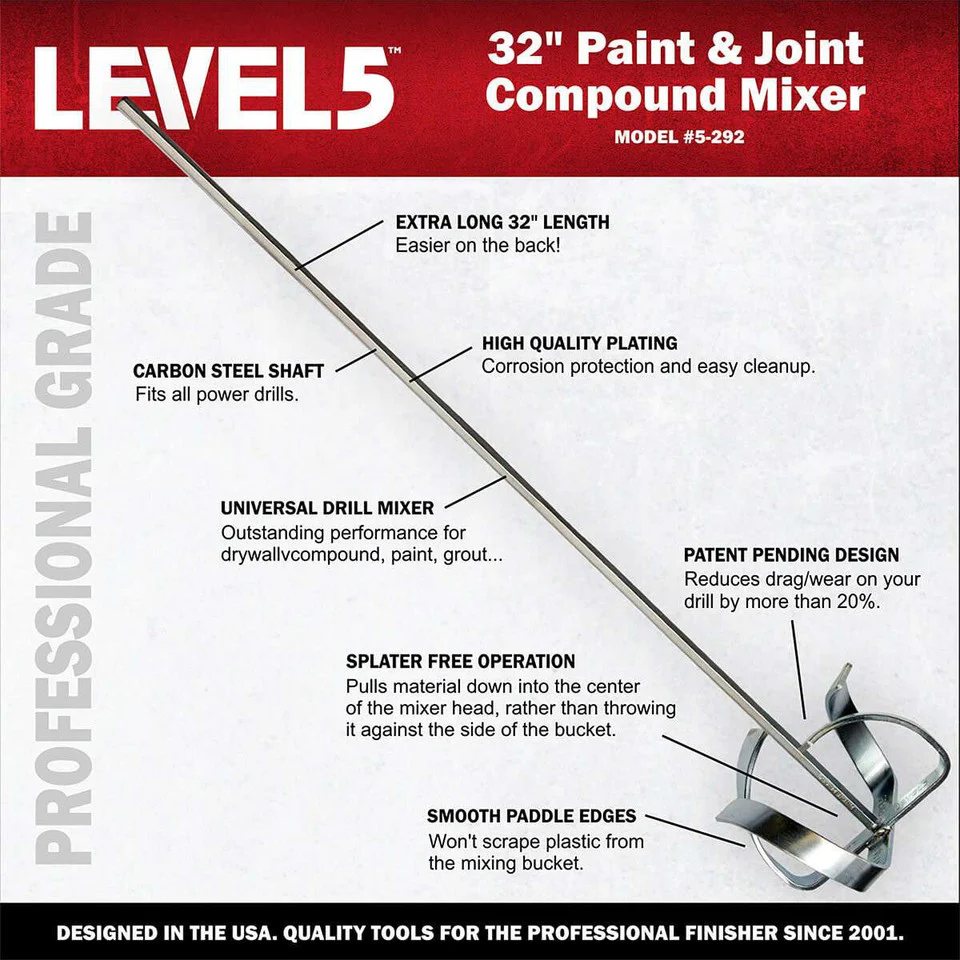 LEVEL5 32" Long Mixing Paddle W/ 7" Head - Image 2