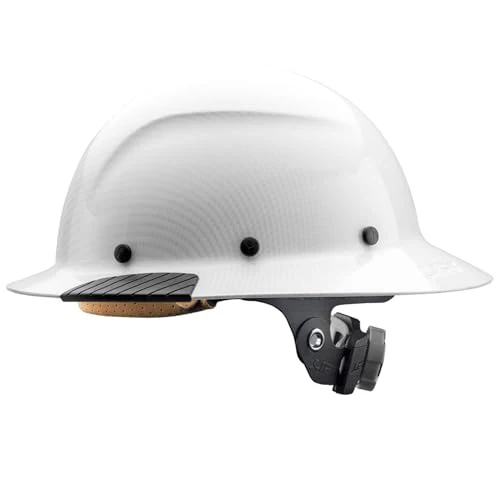 LIFT DAX White Carbon Fiber Full Brim Hard Hat, Construction Safety Helmet with Adjustable Ratchet