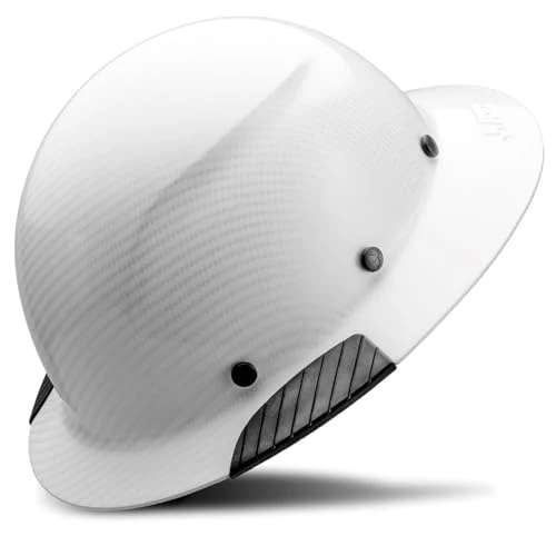 LIFT DAX White Carbon Fiber Full Brim Hard Hat, Construction Safety Helmet with Adjustable Ratchet - Image 2