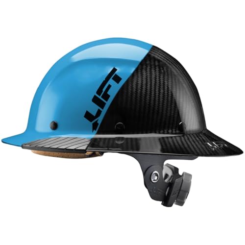 Lift Safety HDF50C-24CC DAX Carbon Fiber Full Brim 50-50 (Cyan/Black)