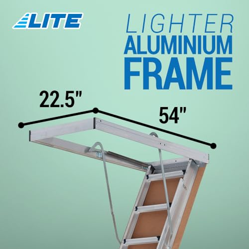 LITE 10-Foot Aluminium Attic Ladder 54" W x 22.5" H, 375-Pound Load Capacity, Type IAA, AP2240MS - Image 3