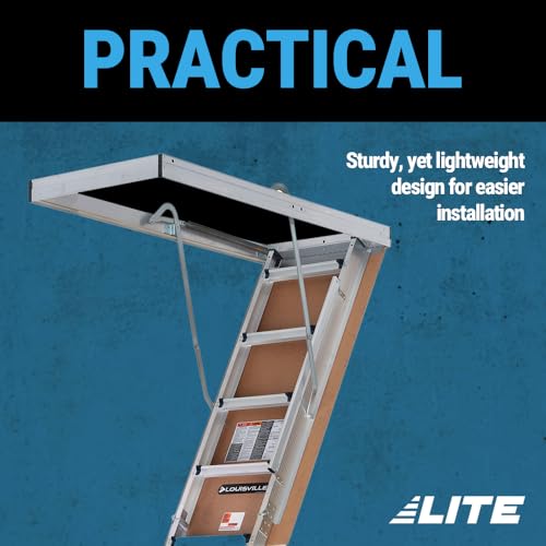 LITE 10-Foot Aluminium Attic Ladder 54" W x 22.5" H, 375-Pound Load Capacity, Type IAA, AP2240MS - Image 7
